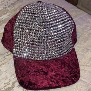 David and Young Burgundy Rhinestone Cap